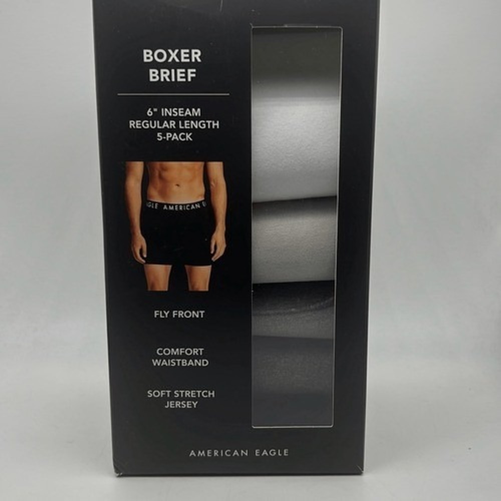 American Eagle AEO Solid 6" Classic Boxer Brief 5-Pack NEW in package MEN SMALL